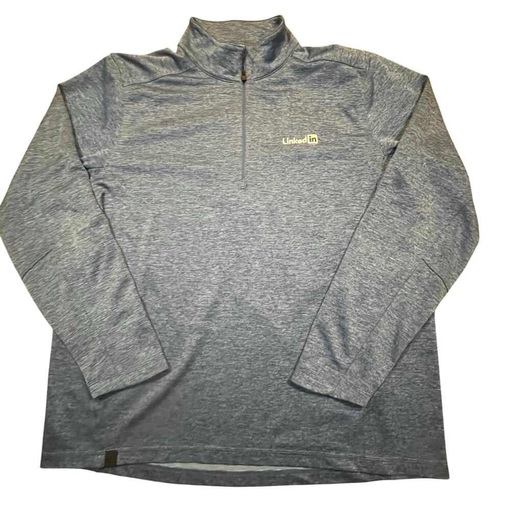 LinkedIn Employee Men 2XL‎ Quarter Zip Pullover Blue Corporate Tech Workwear
